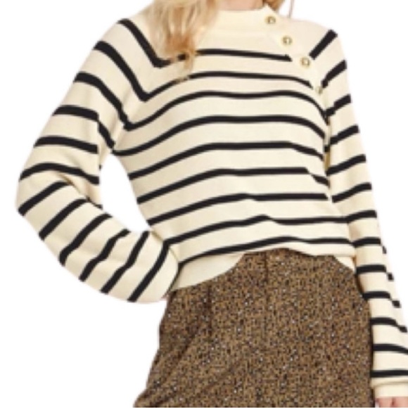 Who What Wear Striped Sweater Button Crewneck size XS - Picture 11 of 11